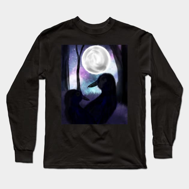 Ravens at night Long Sleeve T-Shirt by Kcinnik